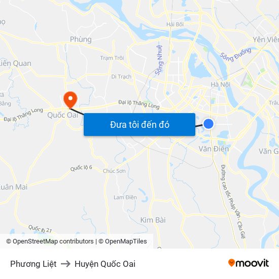 Phương Liệt to Huyện Quốc Oai map