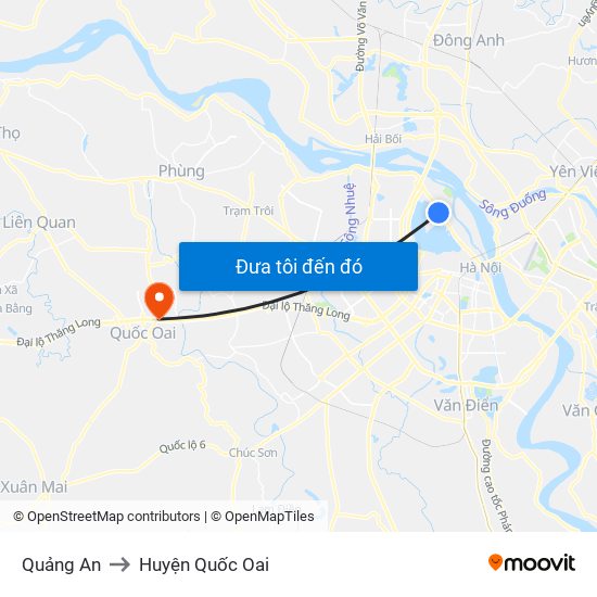 Quảng An to Huyện Quốc Oai map