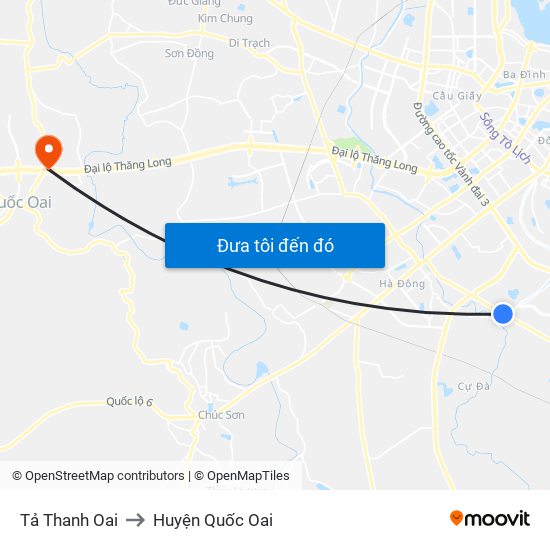 Tả Thanh Oai to Huyện Quốc Oai map