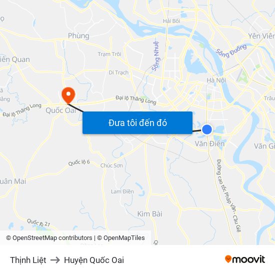 Thịnh Liệt to Huyện Quốc Oai map