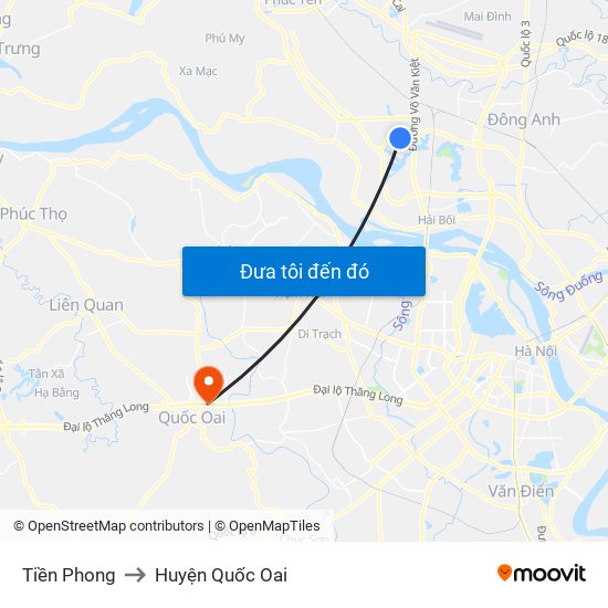 Tiền Phong to Huyện Quốc Oai map