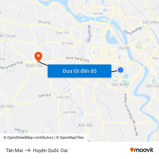 Tân Mai to Huyện Quốc Oai map