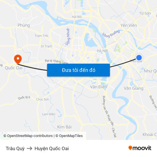 Trâu Quỳ to Huyện Quốc Oai map