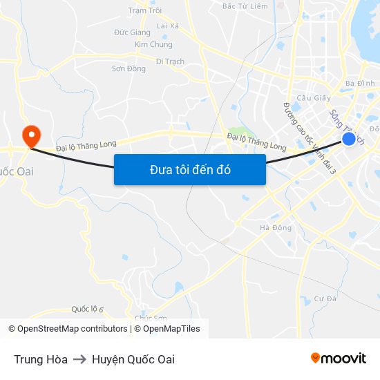 Trung Hòa to Huyện Quốc Oai map