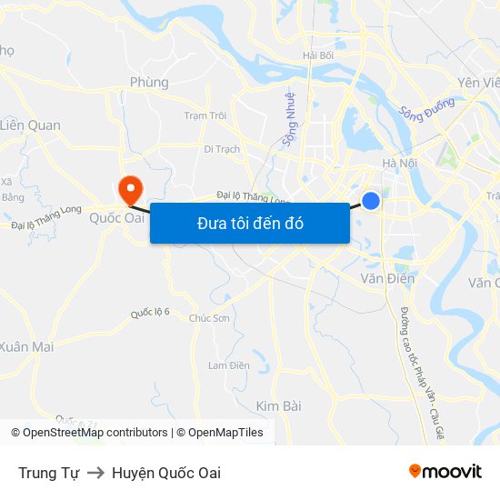 Trung Tự to Huyện Quốc Oai map
