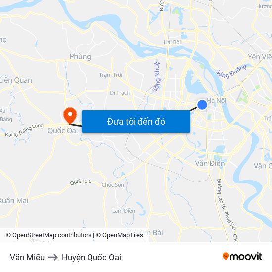 Văn Miếu to Huyện Quốc Oai map