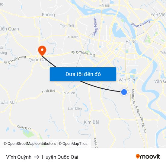 Vĩnh Quỳnh to Huyện Quốc Oai map