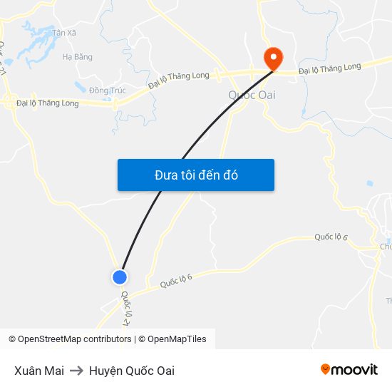 Xuân Mai to Huyện Quốc Oai map