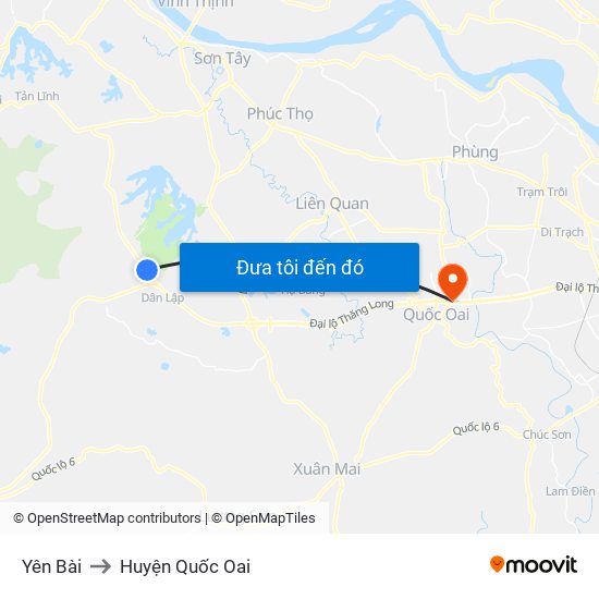 Yên Bài to Huyện Quốc Oai map