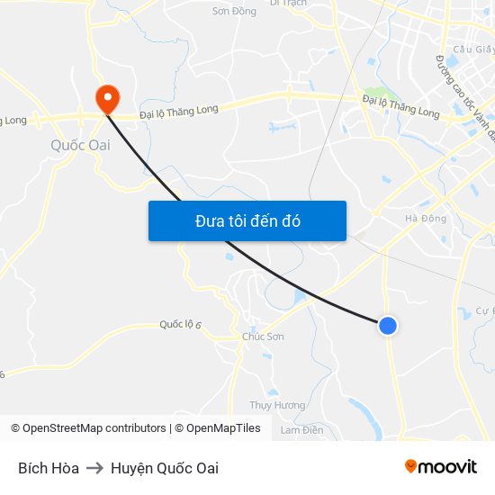 Bích Hòa to Huyện Quốc Oai map