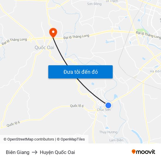 Biên Giang to Huyện Quốc Oai map