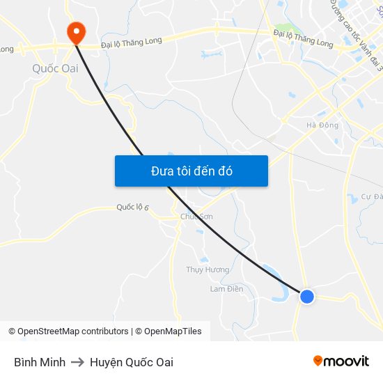 Bình Minh to Huyện Quốc Oai map