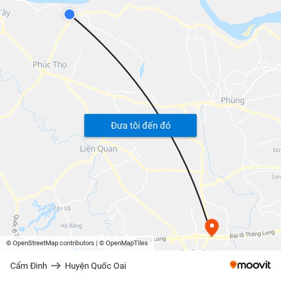 Cẩm Đình to Huyện Quốc Oai map