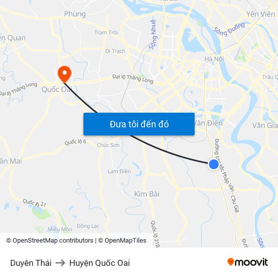 Duyên Thái to Huyện Quốc Oai map