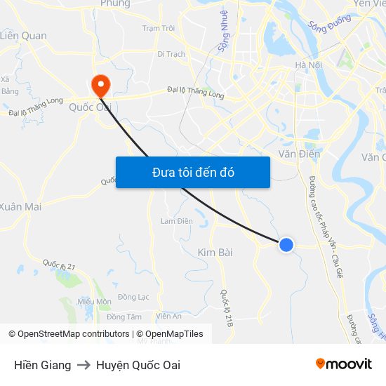 Hiền Giang to Huyện Quốc Oai map