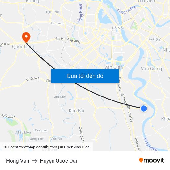 Hồng Vân to Huyện Quốc Oai map