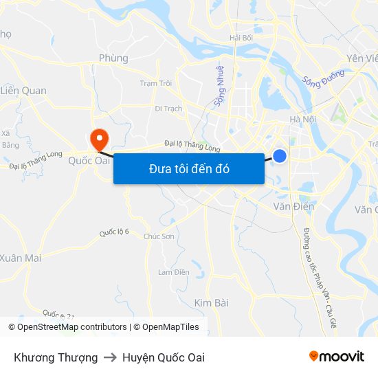 Khương Thượng to Huyện Quốc Oai map