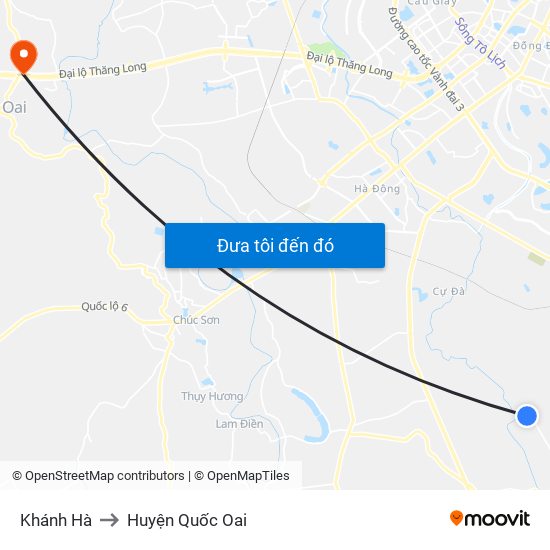 Khánh Hà to Huyện Quốc Oai map