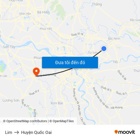 Lim to Huyện Quốc Oai map