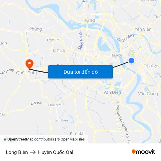Long Biên to Huyện Quốc Oai map