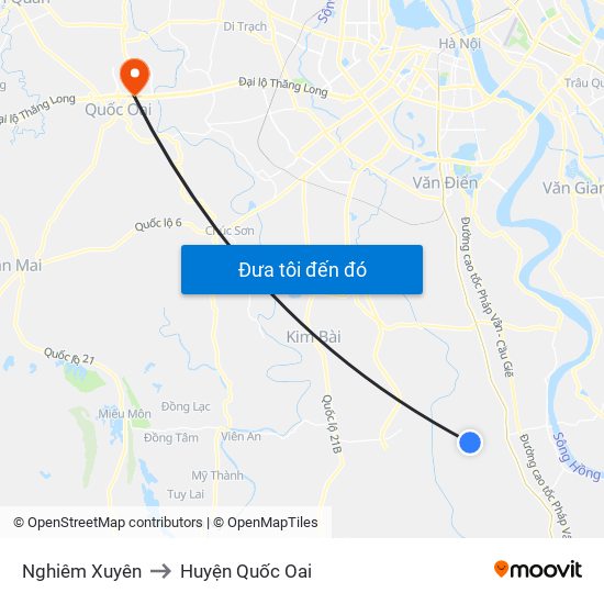 Nghiêm Xuyên to Huyện Quốc Oai map