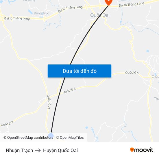 Nhuận Trạch to Huyện Quốc Oai map