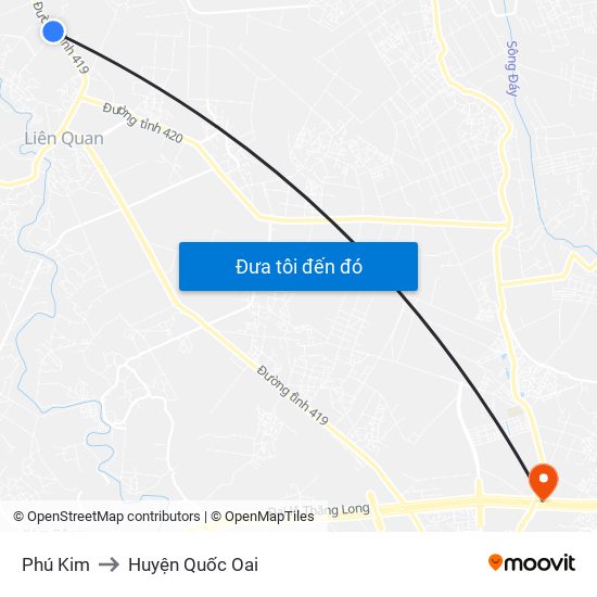 Phú Kim to Huyện Quốc Oai map