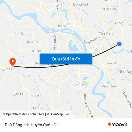 Phù Đổng to Huyện Quốc Oai map