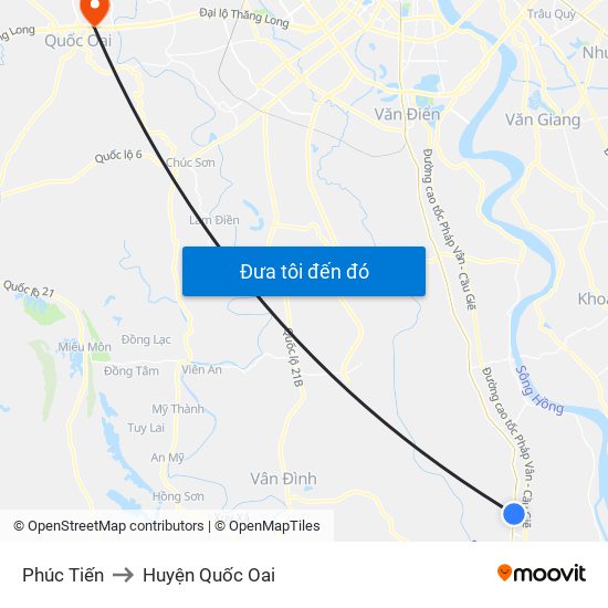 Phúc Tiến to Huyện Quốc Oai map