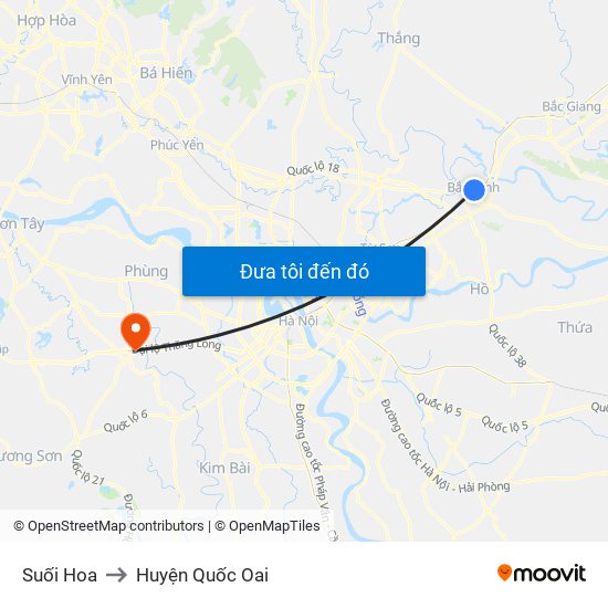 Suối Hoa to Huyện Quốc Oai map