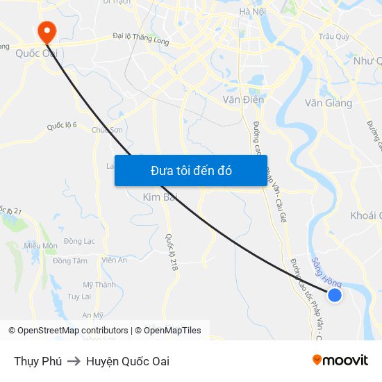 Thụy Phú to Huyện Quốc Oai map