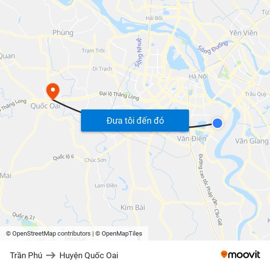 Trần Phú to Huyện Quốc Oai map