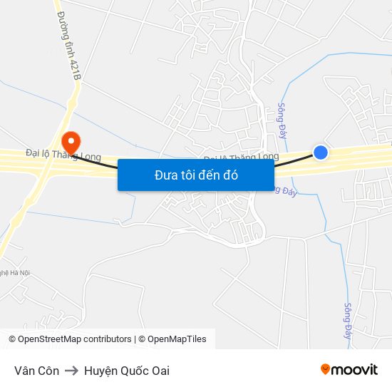 Vân Côn to Huyện Quốc Oai map