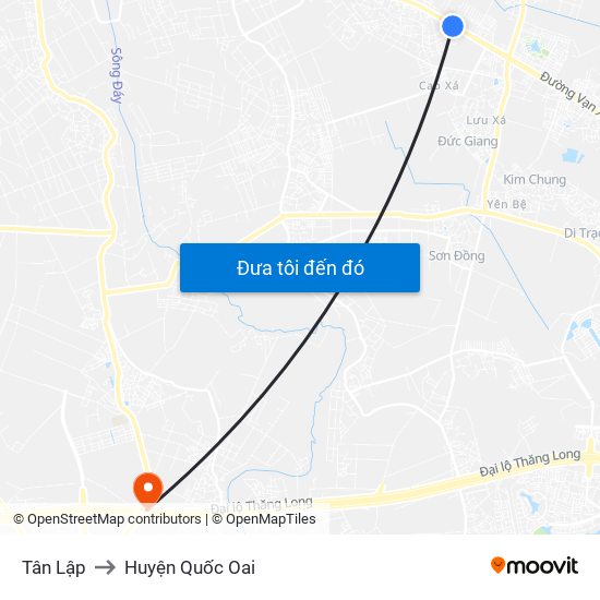 Tân Lập to Huyện Quốc Oai map