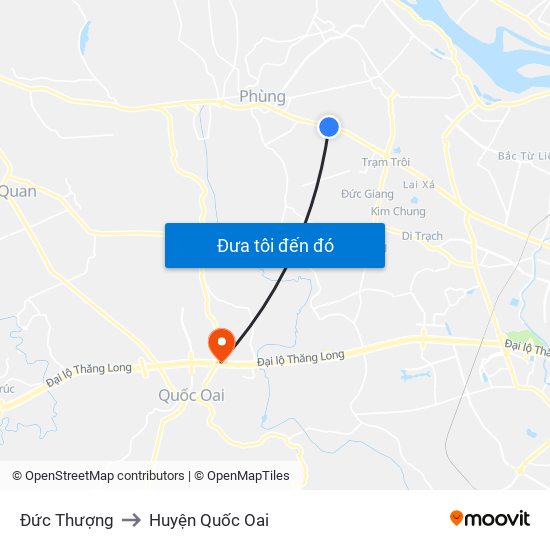 Đức Thượng to Huyện Quốc Oai map