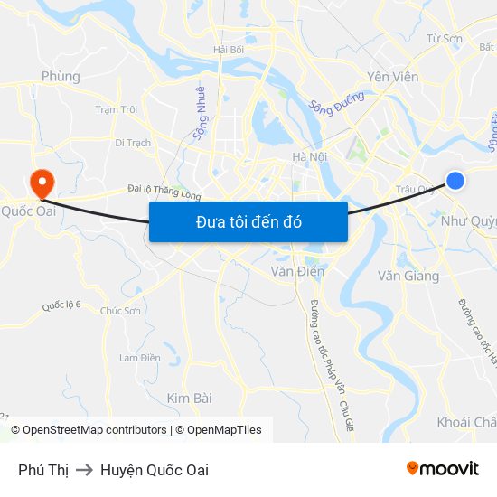 Phú Thị to Huyện Quốc Oai map