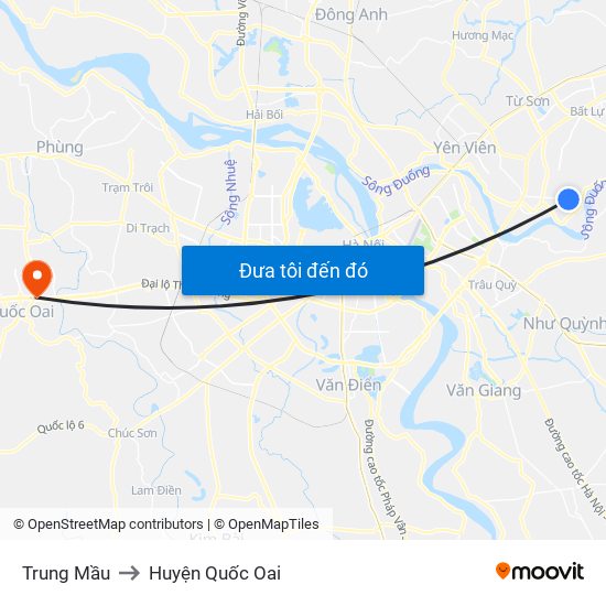 Trung Mầu to Huyện Quốc Oai map