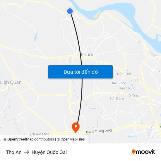 Thọ An to Huyện Quốc Oai map