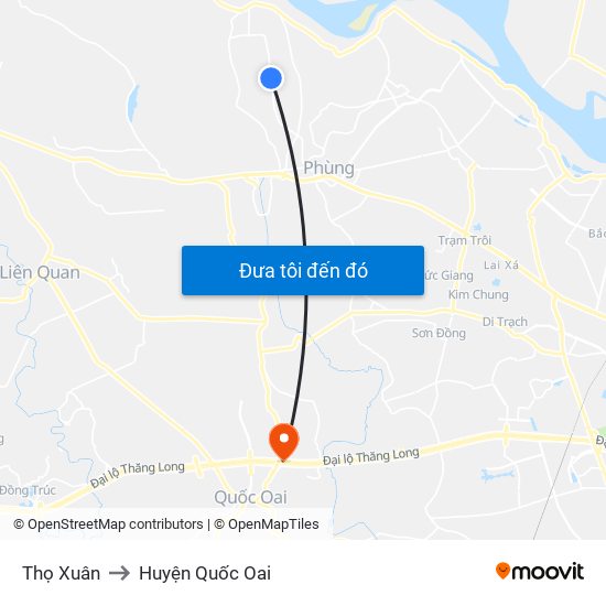 Thọ Xuân to Huyện Quốc Oai map