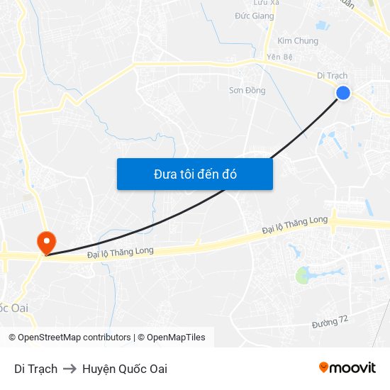 Di Trạch to Huyện Quốc Oai map