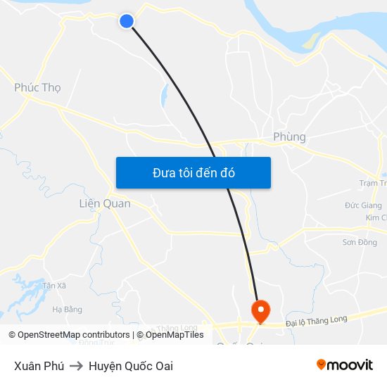 Xuân Phú to Huyện Quốc Oai map