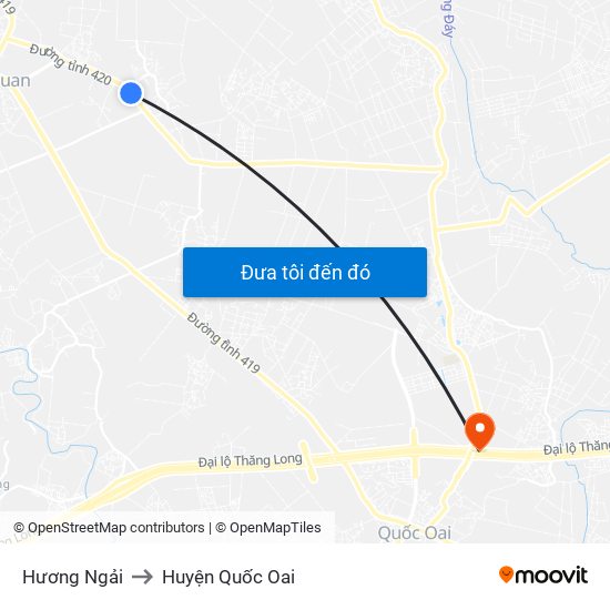 Hương Ngải to Huyện Quốc Oai map