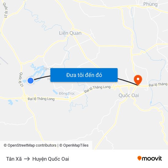 Tân Xã to Huyện Quốc Oai map