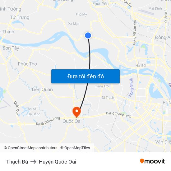 Thạch Đà to Huyện Quốc Oai map