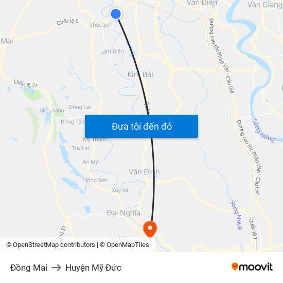 Đồng Mai to Huyện Mỹ Đức map