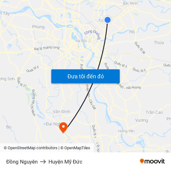 Đồng Nguyên to Huyện Mỹ Đức map