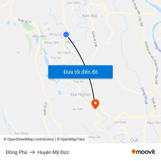 Đồng Phú to Huyện Mỹ Đức map