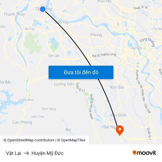 Vật Lại to Huyện Mỹ Đức map