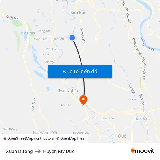 Xuân Dương to Huyện Mỹ Đức map