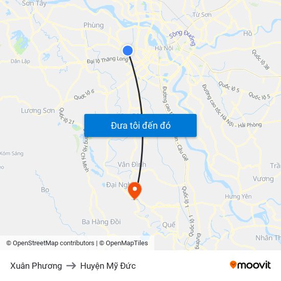 Xuân Phương to Huyện Mỹ Đức map